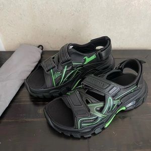 Balenciaga Track Sandal Black/Fluo Green Touch-strap Brand New w box/bag unisex